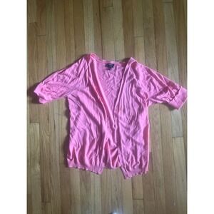 Talbots Pink Pima Cotton Blend Short Sleeve Button Front Cardigan Sweater Large